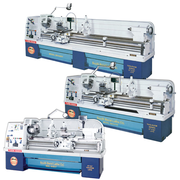 Three sizes of South Bend Turn-Nado Gearhead Lathes
