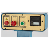 The pedestal-mounted switch controls and infeed table height digital readout 