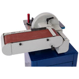 The belt sander in the horizontal position without the fence