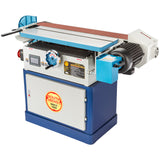 The main operating side of the SB1097 Oscillating Edge Sander with the belt in the horizontal position.