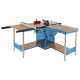 The back and right sides of the The South Bend 10" 3 HP 220V Table Saw with extension tables