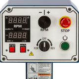The control panel with spindle RPM and height digital readout