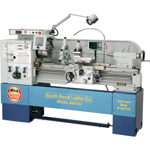 Front view of the South Bend 14" x 40" 440V EVS Toolroom Lathe